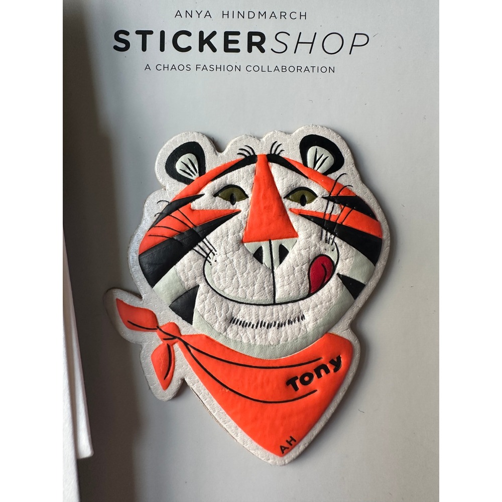Anya Hindmarch Tony the Tiger Leather Sticker Frosties Chaos Fashion Chalk NEW